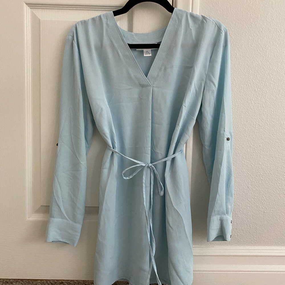 Light blue maternity v-neck blouse